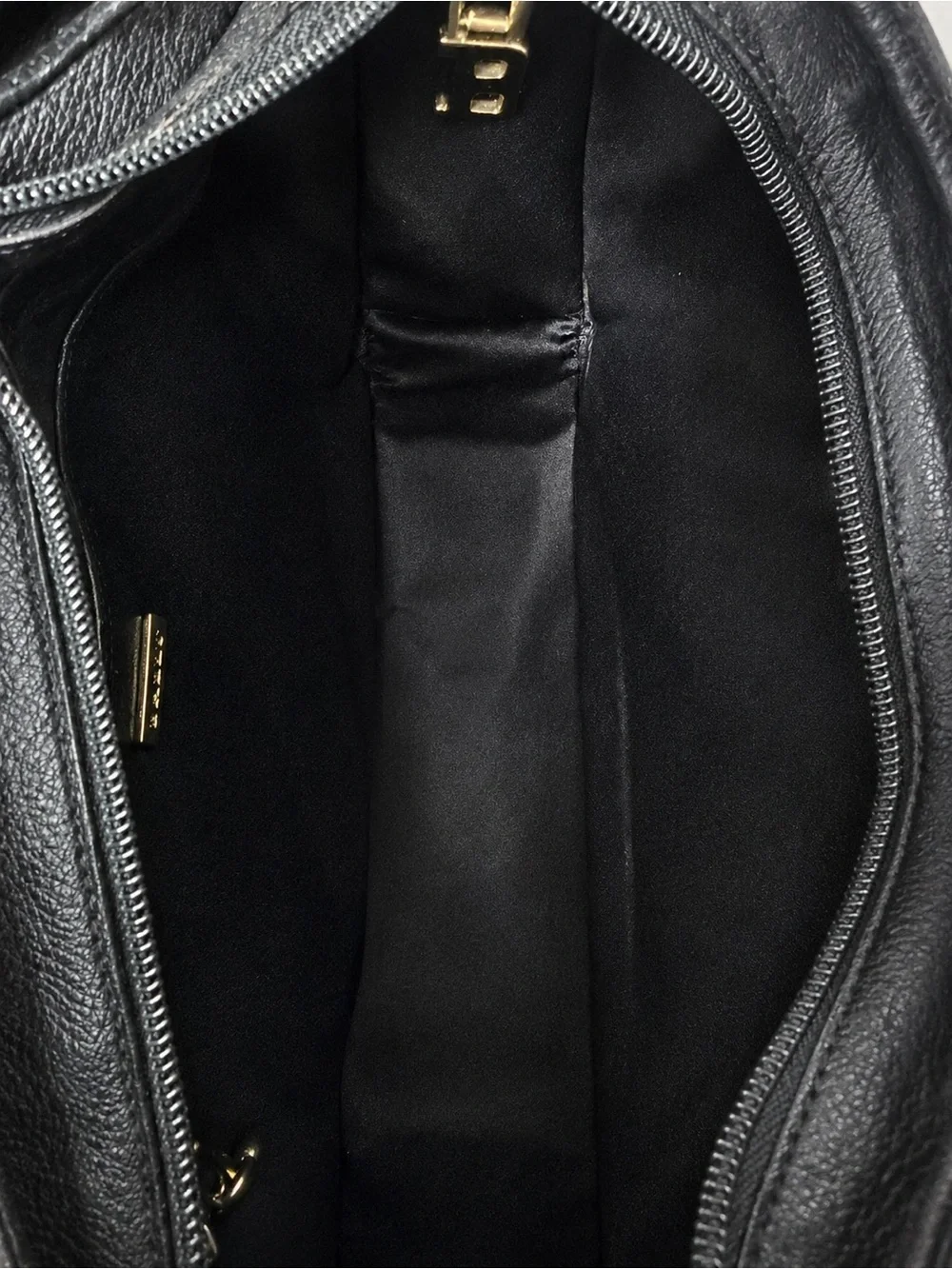 Bally Vintage Black Leather Shoulder Bag Gold Hardware Crossbody - Picture 10 of 10